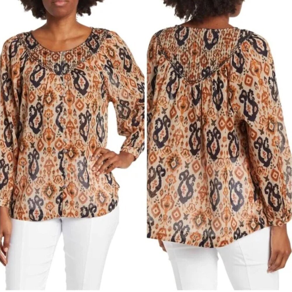 beachlunchlounge Penelope Voile Blouse Size M Boho Hippie Oversized Lightweight